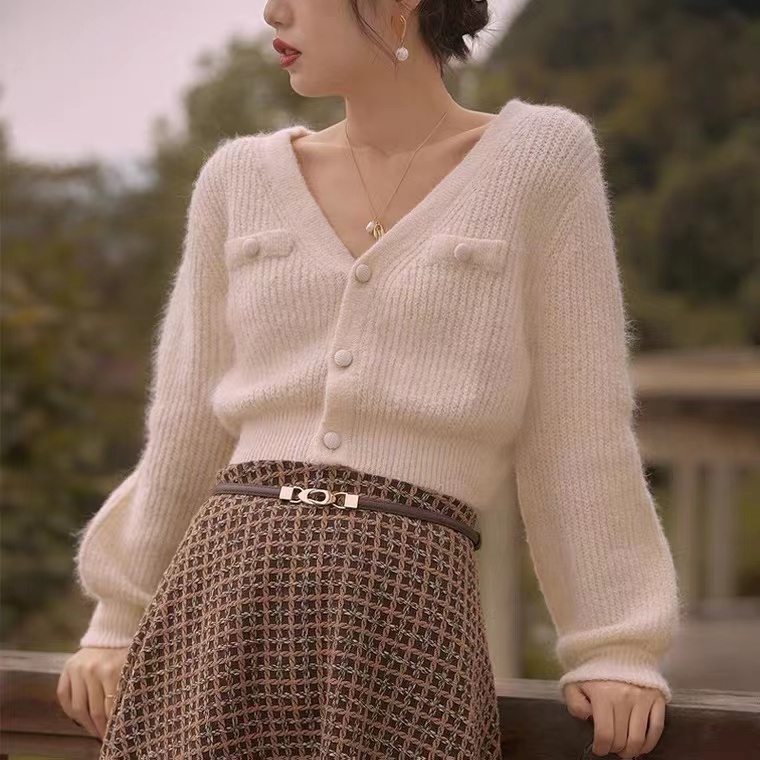 Áo Khoác cardigan Dệt Kim Cổ Chữ V Phong Cách Hàn Quốc Thời Trang Thu Đông Cho Nữ