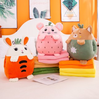 Gấu Bông Mền Gối 3in1 Trái Cây - bộ chăn mền tiện lợi 3 trong 1