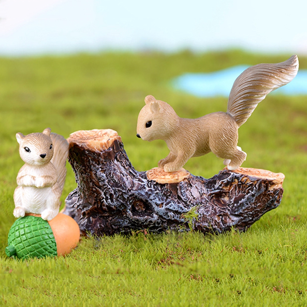 Set 4 Đồ trang trí Sóc Mini Dễ Thương Dùng Trang Trí Sân Vườn