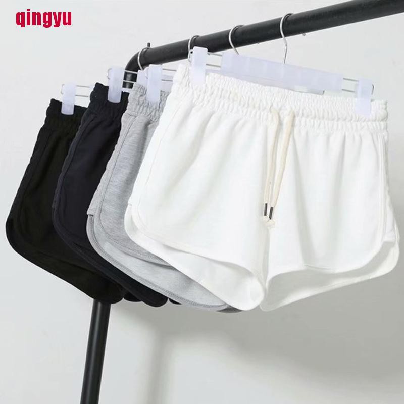 [qingyu]Women's Short Pants Casual Solid Shorts Workout Waistband Skinny Stret