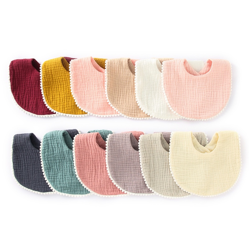 Yếm ăn cotton viền ren xinh xắn cho bé