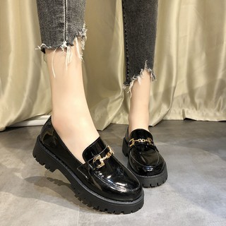 Giày da đế dày thời trang 2020 phong cách retro cho nữ
