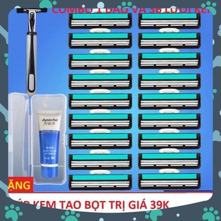 Dao Cạo Râu Bộ 38 Món ComBo 36 Lưỡi Kép 1 Thân Dao 1 Tuýp Kem Làm Mềm