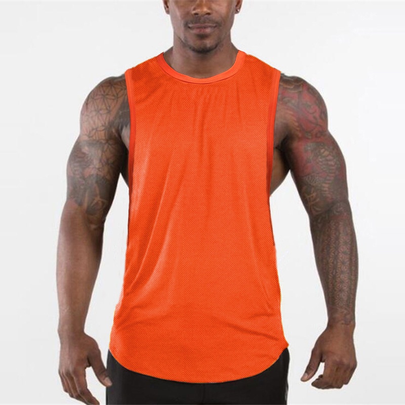 Áo Ba Lỗ Cổ Tròn Phối Lưới Thoáng Khí Thời Trang Thể Thao Cho Nam