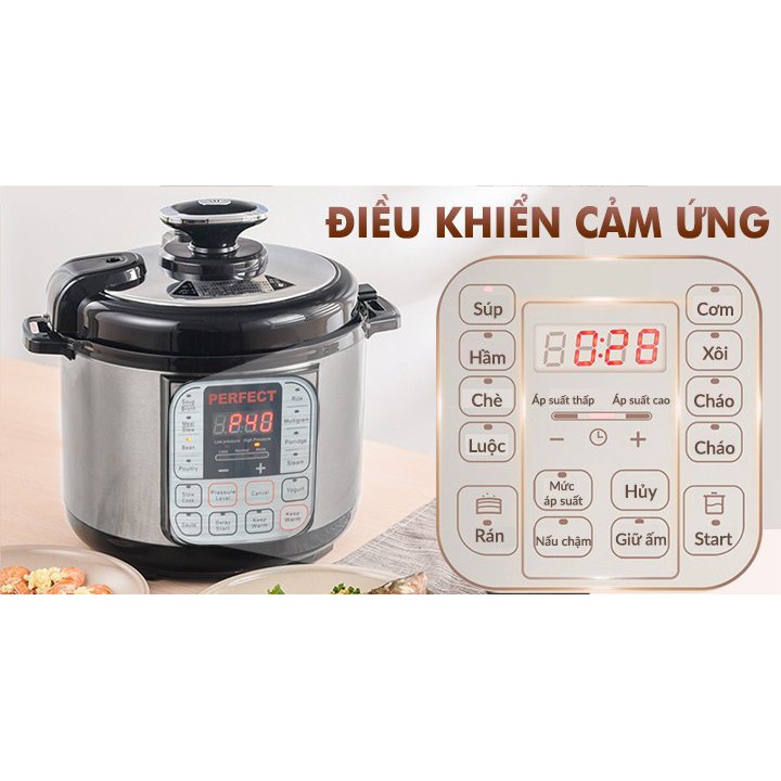 [ BẢO HÀNH 24 THÁNG ] Nồi Áp Suất Đa Năng PERFECT LG - 06A - Dung tích 6 Lít - Lòng nồi tráng lớp chống dính siêu bền