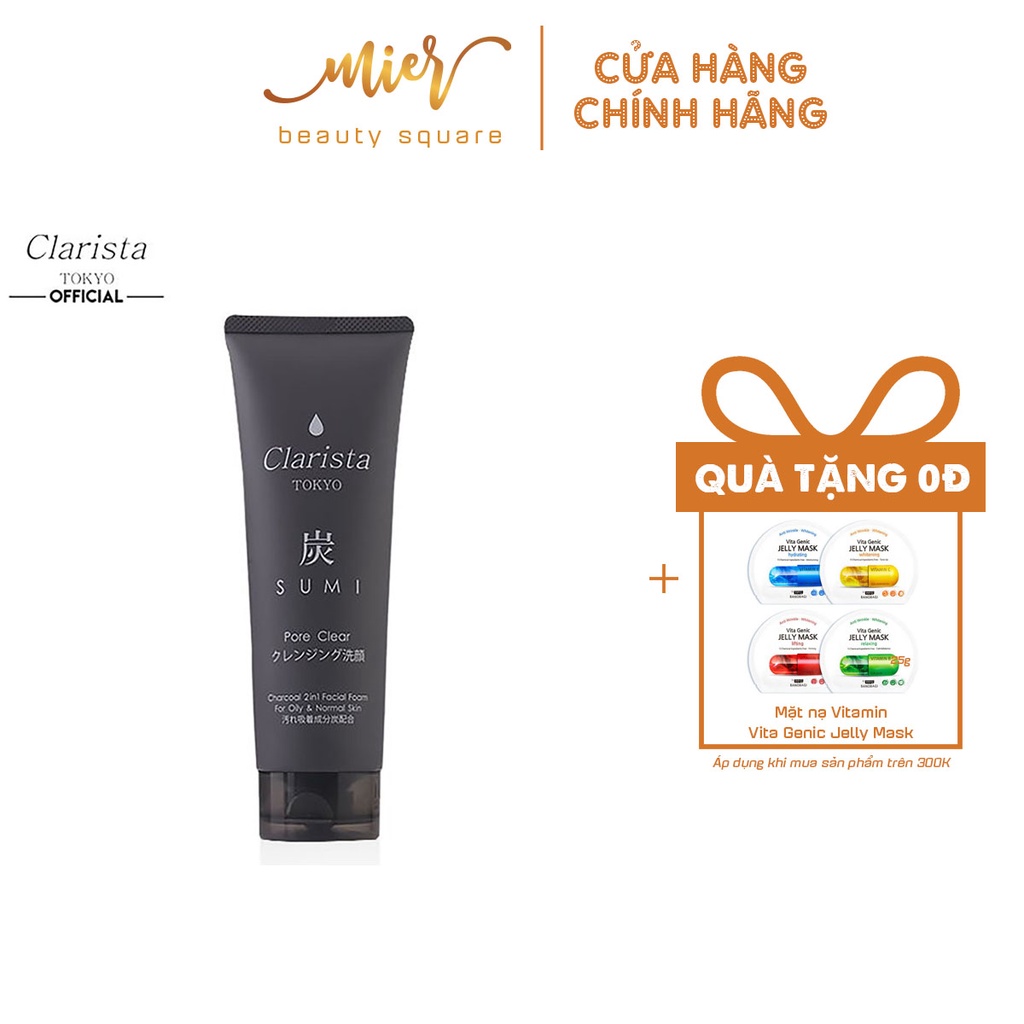 Sữa Rửa Mặt Than Hoạt Tính Clarista Charcoal Facial Foam For Oily & Normal Skin 130~160g