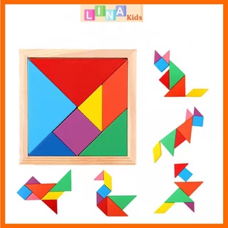 Bộ ghép hình tangram, trò chơi ghép hình tangram, ghép hình trí uẩn - LINA Kids