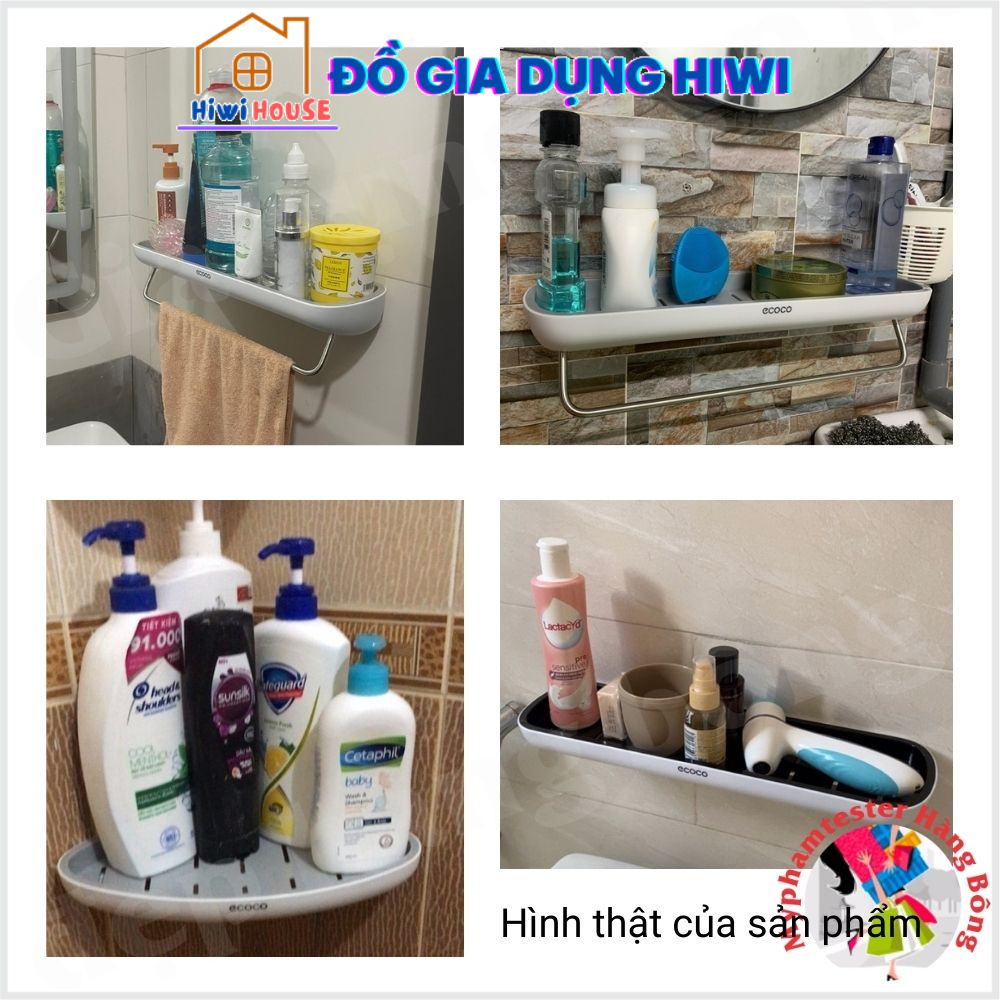 Kệ Ngang Nhà Tắm Nhà Bếp Ecoco Phù Hợp Mọi Không Gian Nhà Tắm, Tích Hợp Để Đồ Và Treo Khăn