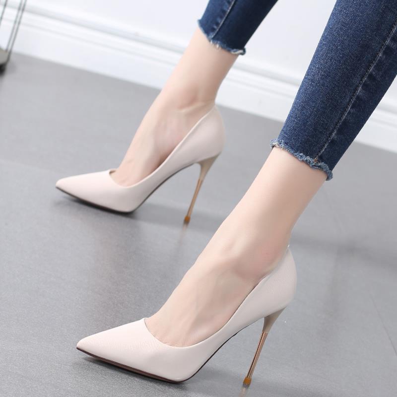 【?I?M】High Heels 2021 New Korean Style Stiletto Pointed Shallow Mouth Shoes Female Spring And Autumn All-Match Net Red F