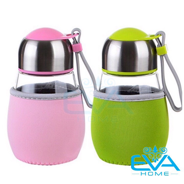 Bình Đựng Nước thủy tinh Có Lưới Lọc Và Vỏ Bọc Vải Neoprene 400 Ml