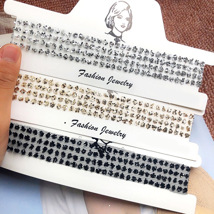 Vòng cổ choker lưới đính kim tuyến CH01