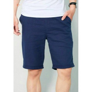 Quần short nam màu xanh đen vải đũi cao cấp