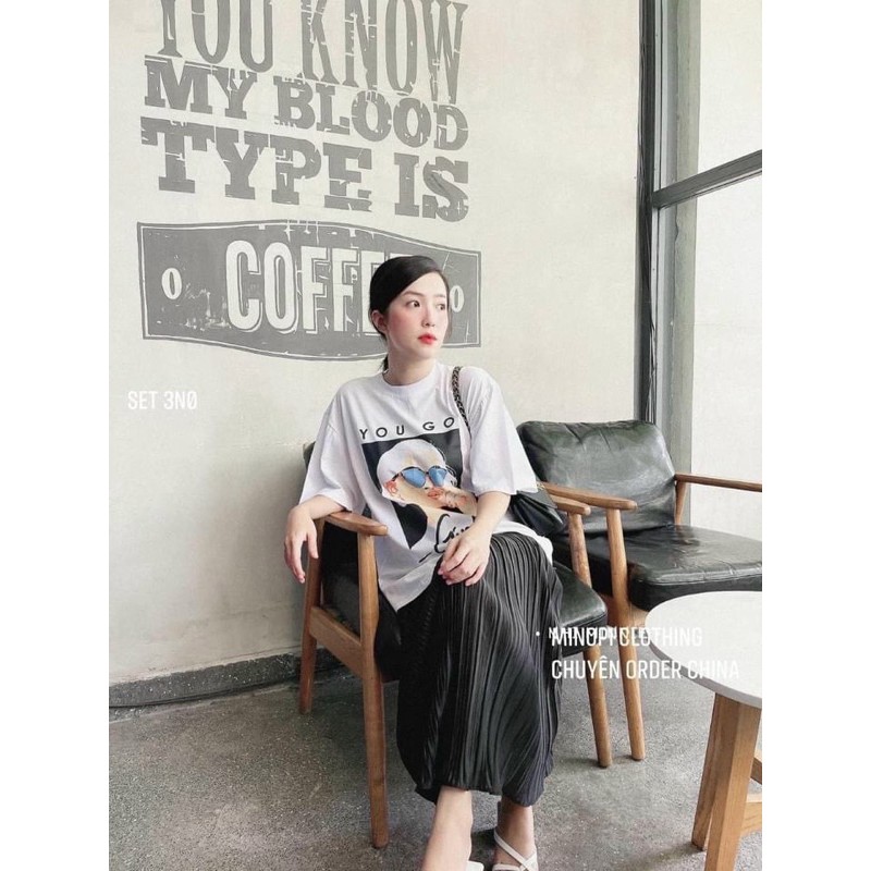 SET ÁO PHÔNG HÌNH MIX CHÂN VÁY XẾP LY DÁNG DÀI | BigBuy360 - bigbuy360.vn