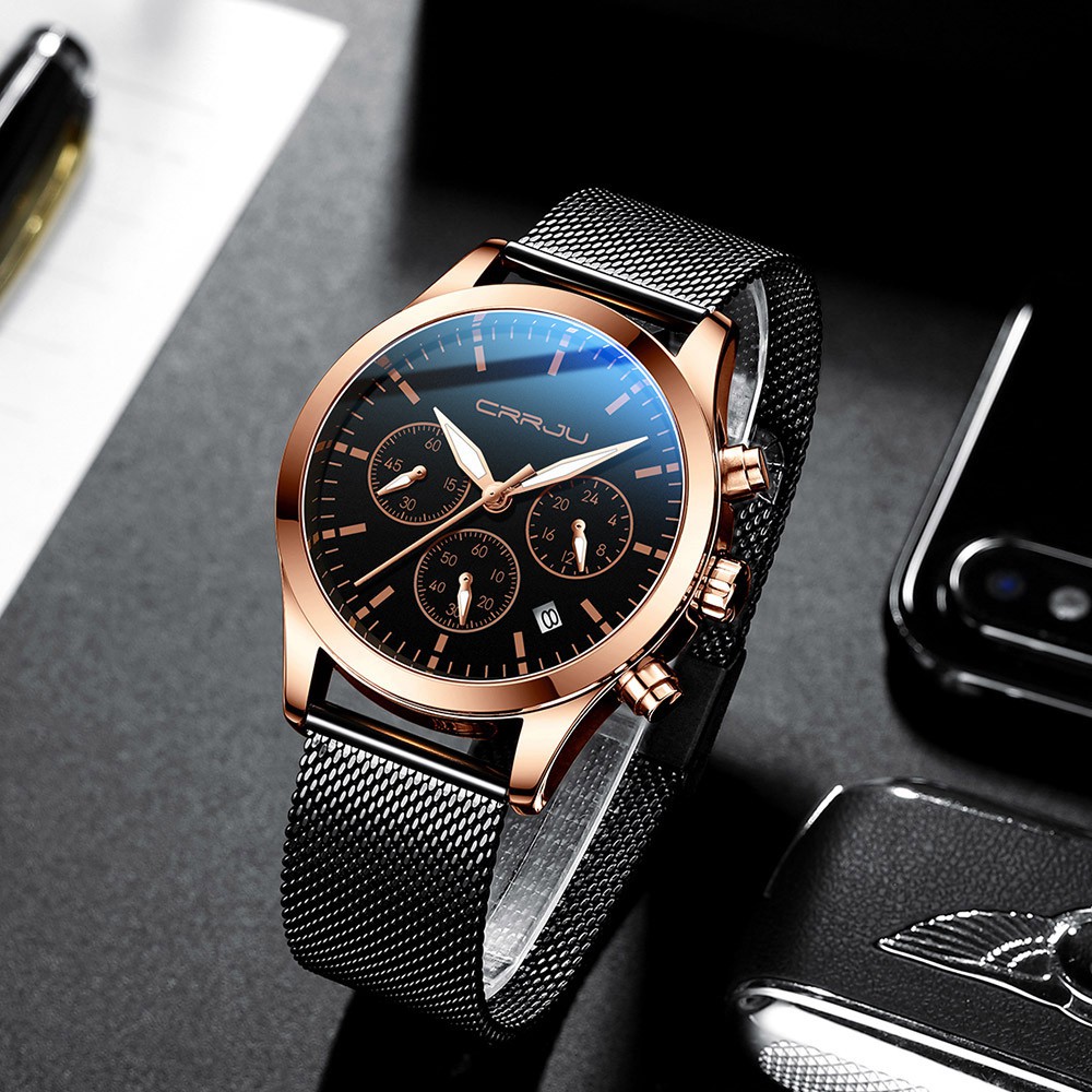 Đồng Hồ CRRJU 2288G Thể Thao Chất Liệu Thép Không Gỉ Với Máy Seiko Chống Nước Phát Quang Nhập Khẩu Nhật