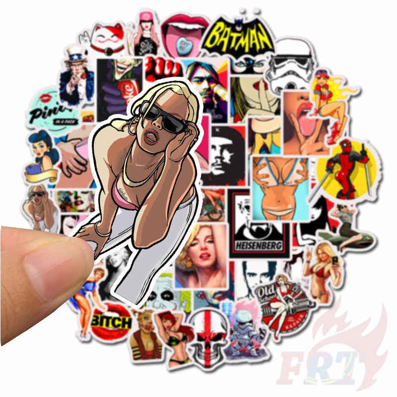 ❉ Miếng Dán Họa Tiết Graffiti Phong Cách Hip hop 01 Vui Nhộn ❉ Set 50 Miếng Dán Chống Thấm Nước Thời Trang Dùng Để Trang Trí Vali/Laptop/Ván Trượt