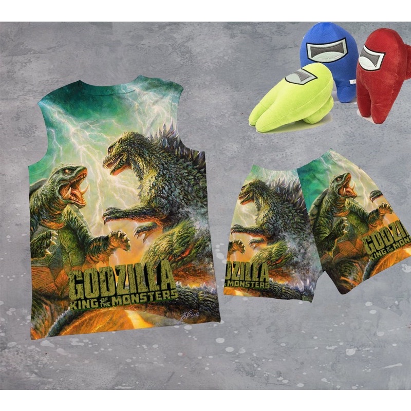 Bộ sát nách godzilla thun lạnh thái cao cấp in 3D 10-60kg