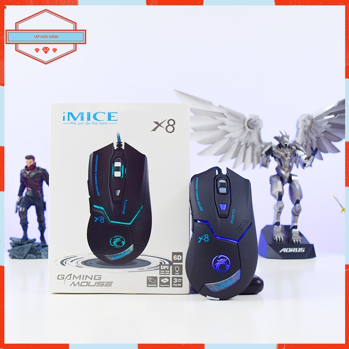 Chuột Máy Vi Tính Laptop PC Gaming Có Dây IMICE X8 Đèn Led Mouse Máy Tính Chuyên Game