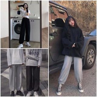 Quần jogger nữ bo gấu chất nỉ - Quần nỉ bo chun dáng rộng phong cách Ullzang