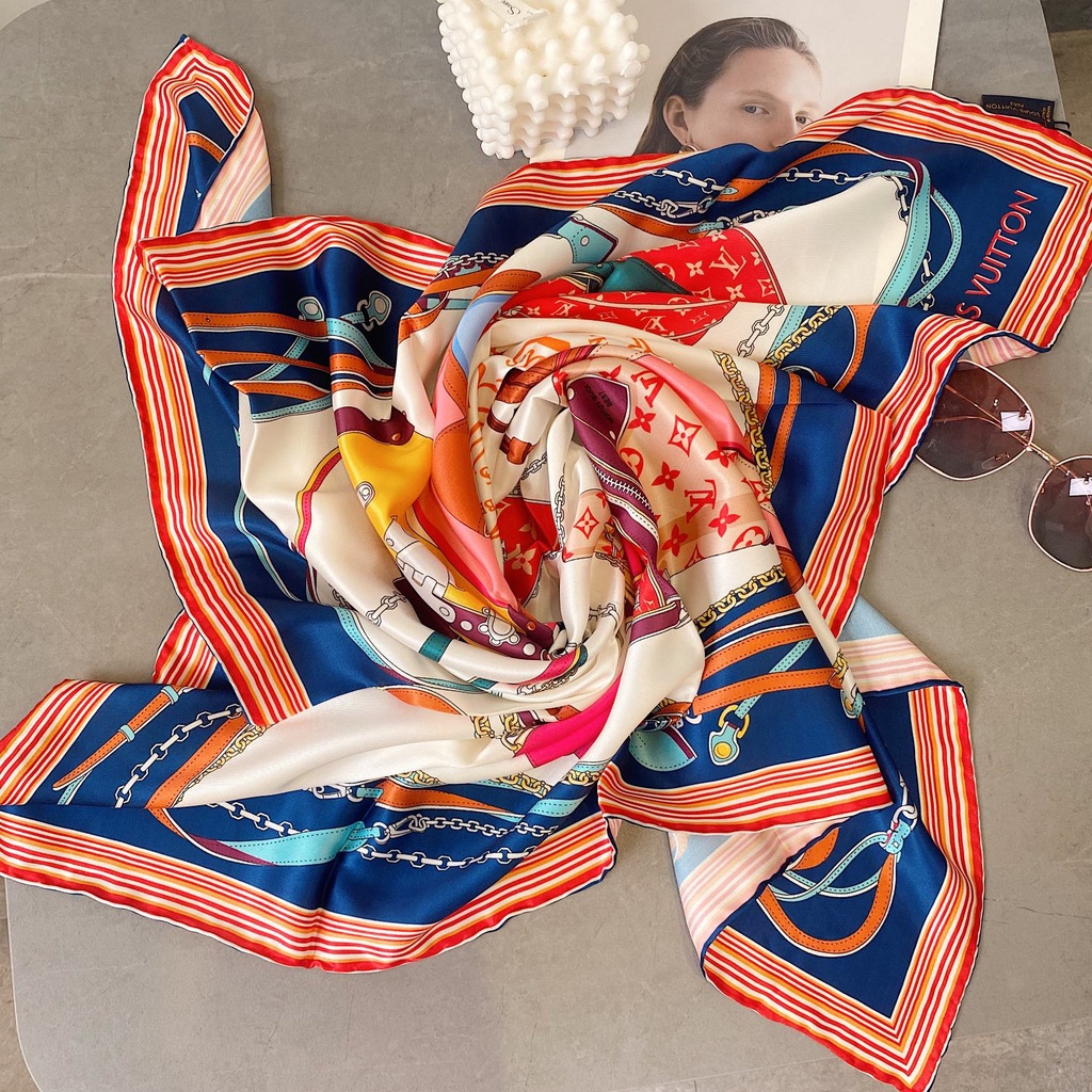 Khăn Choàng Cổ Vuông Bằng Lụa In Họa Tiết Thời Trang Kích Thước 35.4 * 35.4 inch