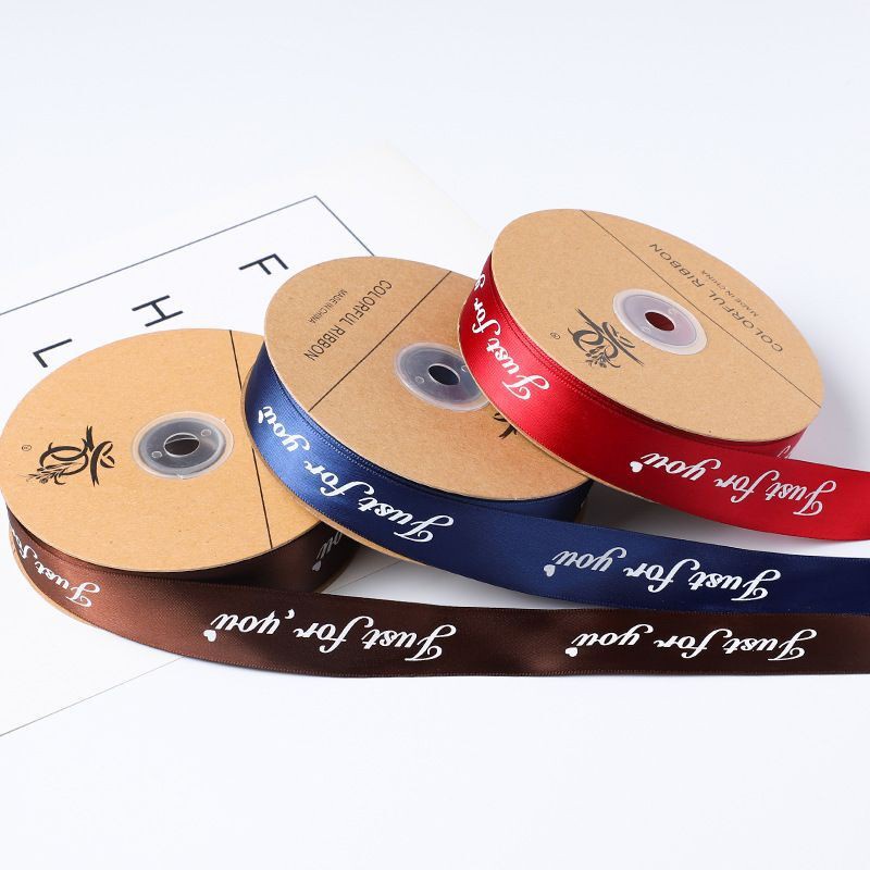 Ruy Băng Lụa In Chữ JUST FOR YOU Bản 2,5cm (Bán mét)