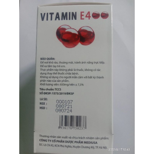 VITAMINE E ĐỎ NGA 400mg