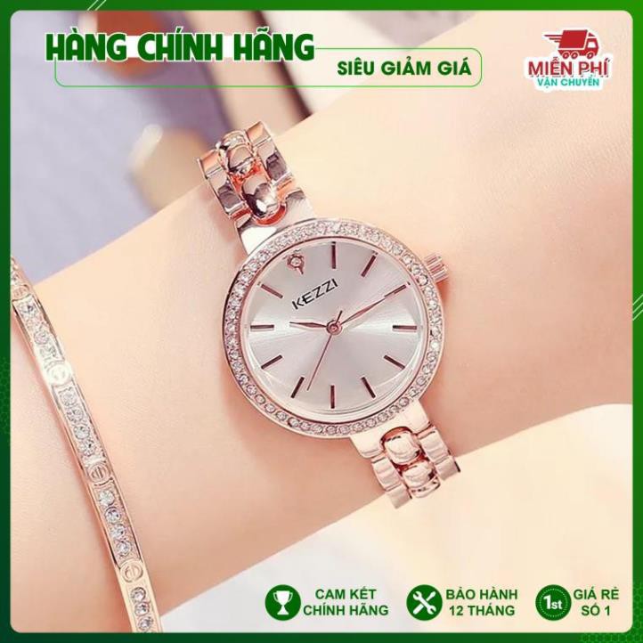 Đồng hồ nữ Kezzi 1531 hàng chính hãng viền đá mặt tròn size nhỏ xinh