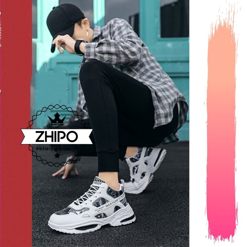 Giày Sneaker Nam Đẹp Đi Học Đi chơi Da Mềm Lót Dệt Kim Êm chân ZHIPO-19