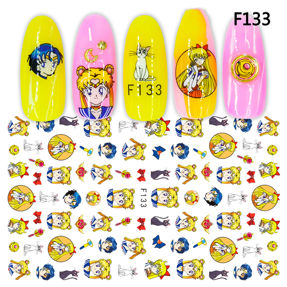 Miếng Dán Trang Trí Móng Tay Hình Thủy Thủ Mặt Trăng 3D Xinh Xắn Chống Thấm Nước