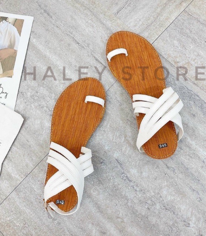 Giày Sandal nữ đế bệt chiến binh xỏ ngón dây mảnh quai chéo hot mùa hè 2021 đi biển đi chơi đi học-CAM KẾT HÀNG CHUẨN