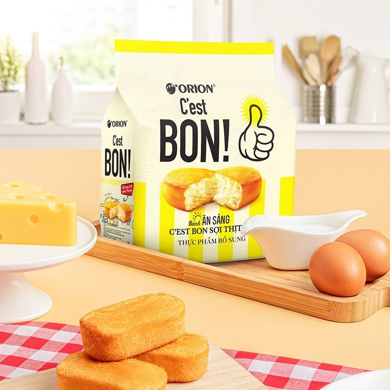 bịch Bánh ăn sáng sợi thịt gà C'est Bon Orion 85g (5 gói nhỏ)