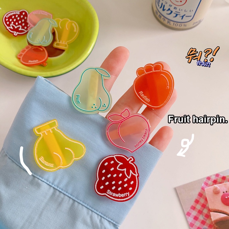 1 Kẹp Tóc Mỏ Vịt Hình Trái Cây Hoạt Hình Dễ Thương Cho Bé Gái