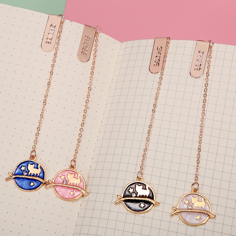 1 Thẻ Đánh Dấu Trang Sách Bằng Hợp Kim Hình Mèo Xương Cá Hoạt Hình Nhỏ Tươi Sáng Sáng Tạo Đánh Dấu Trang Sách Trường Học