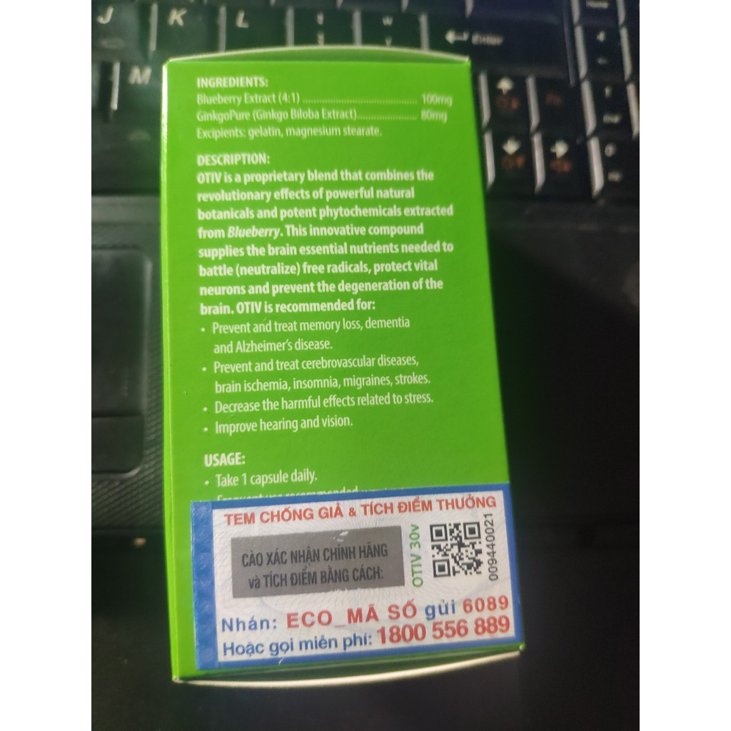 OTIV (Hộp 30 Viên) Cải thiện MẤT NGỦ, ĐAU NỬA ĐẦU, TĂNG CƯỜNG TRÍ NHỚ, PHÒNG NGỪA ĐỘT QUỴ, Có tích điểm | BigBuy360 - bigbuy360.vn