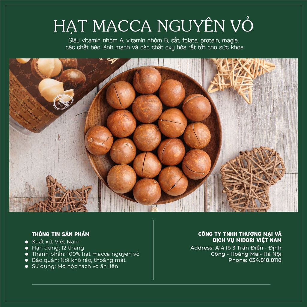 Hạt Macca 440g Vietgourmet hàng xuất khẩu, hạt dinh dưỡng mẹ bầu, đồ ăn vặt healthy, detox giảm cân