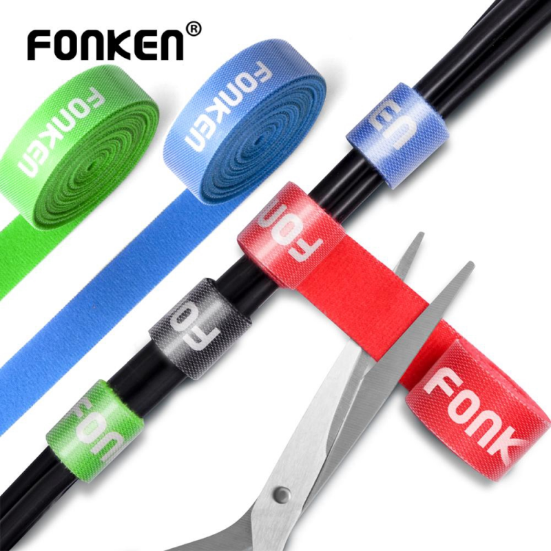 Dây đai buộc cáp FONKEN 0.5m sắp xếp gọn dây cáp USB có khóa dán