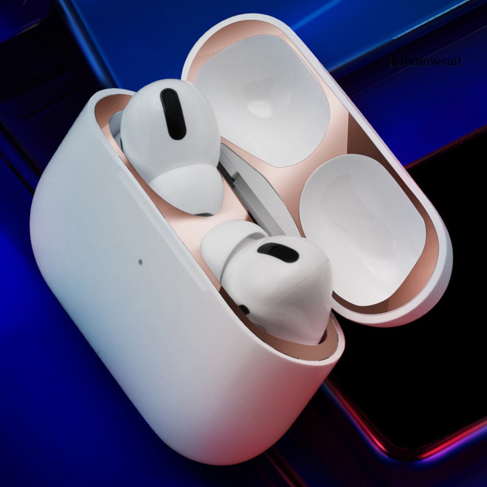 2 Miếng dán kim loại chống bụi bảo vệ hộp sạc tai nghe Apples Air-Pods Pro
