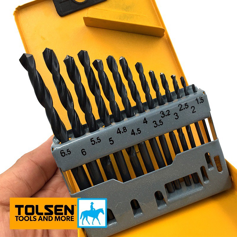 TOLSEN Bộ 13 Mũi Khoan Kim Loại Sắt Gỗ DIN338 HSS 75080