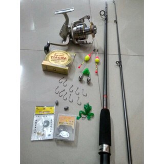 Combo bộ cần câu shimano 2 khúc đặc, máy câu yolo LC 6000