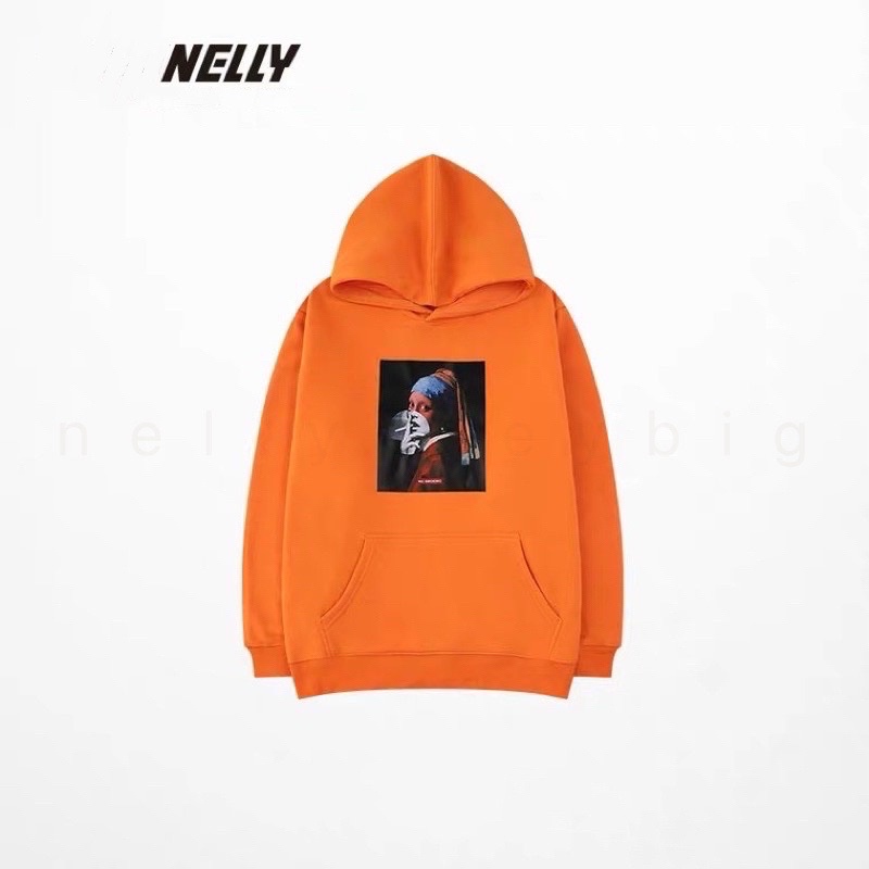 Áo Hoodie nỉ bông  Nelly Heybig dáng unisex form rộng NO SMOKING
