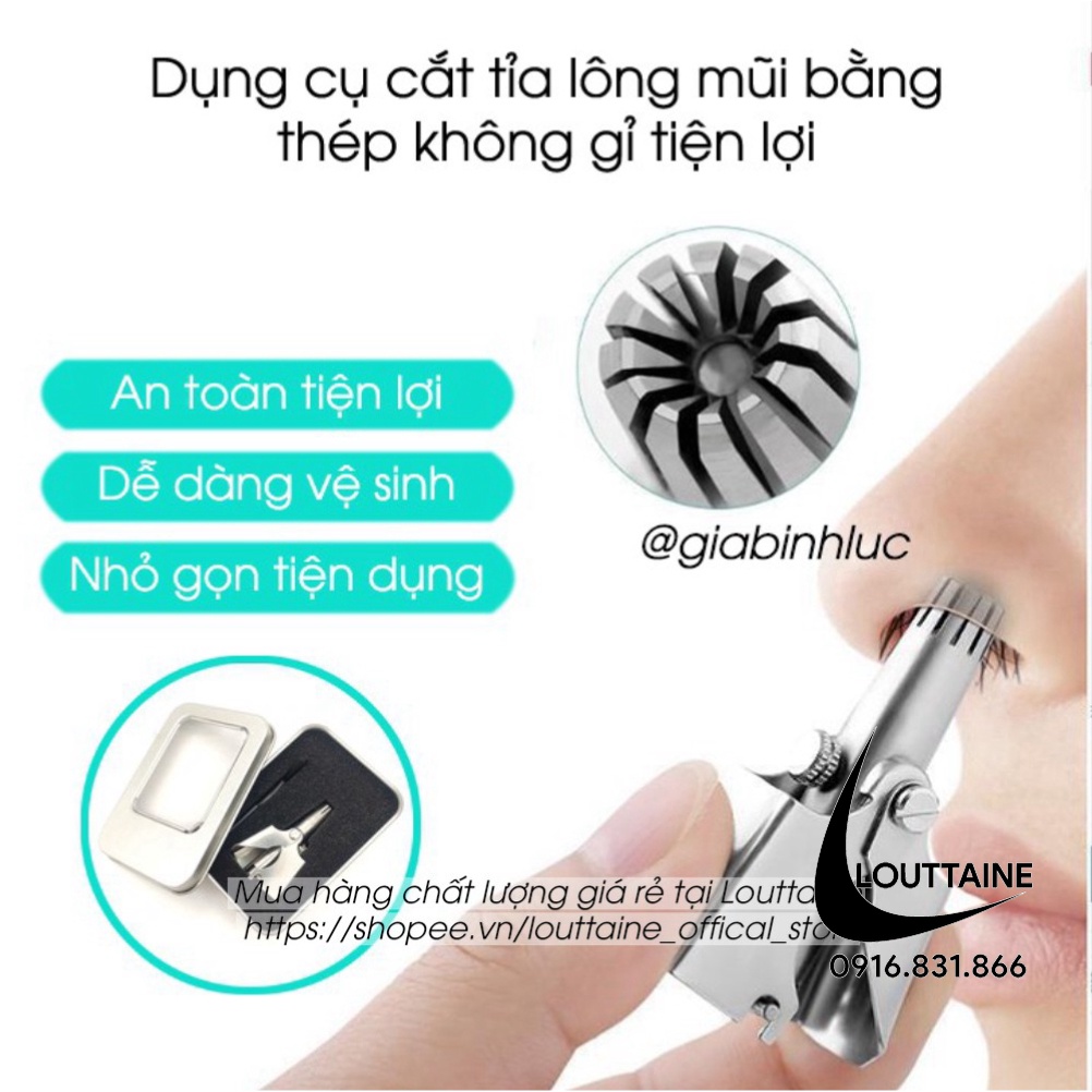 Dụng cụ cắt tỉa lông mũi bằng thép không gỉ cấp 12 lưỡi cắt bén dễ dàng sử dụng kèm hộp sắt và cọ vệ sinh tiện lợi