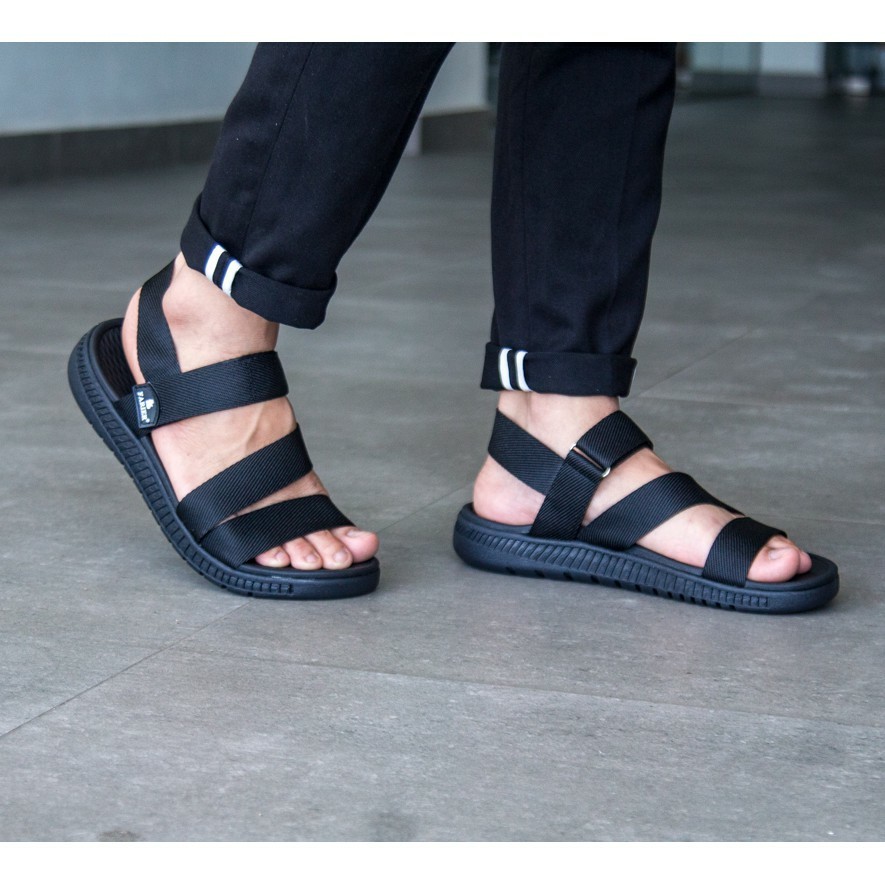 Giày sandal nam nữ FACOTA Đen quai dù, đi học [Freeship]