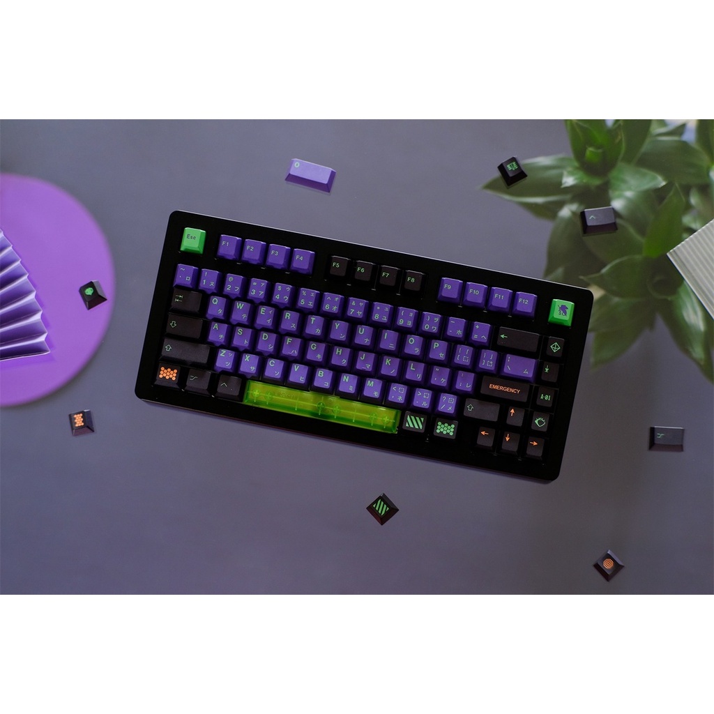 129 Phím EVA Keycap Cherry Profile EVANGELION Chủ đề Màu tím PBT Dye SUB Bàn phím cơ học Keycaps
