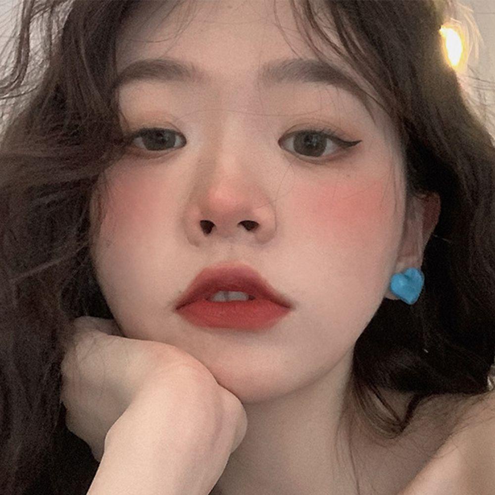 Bông Tai Hình Trái Tim Màu Sắc Đơn Giản Phong Cách Retro Cho Nữ