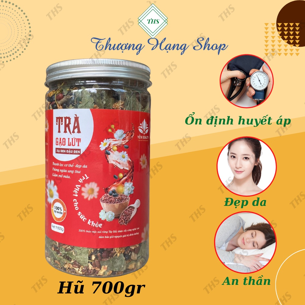 Trà Gạo Lứt Xạ Đen Yến Beauty - ( Hộp 500 &amp; 700g)  - An thần, giảm căng thẳng, giảm tích mỡ, đẹp da