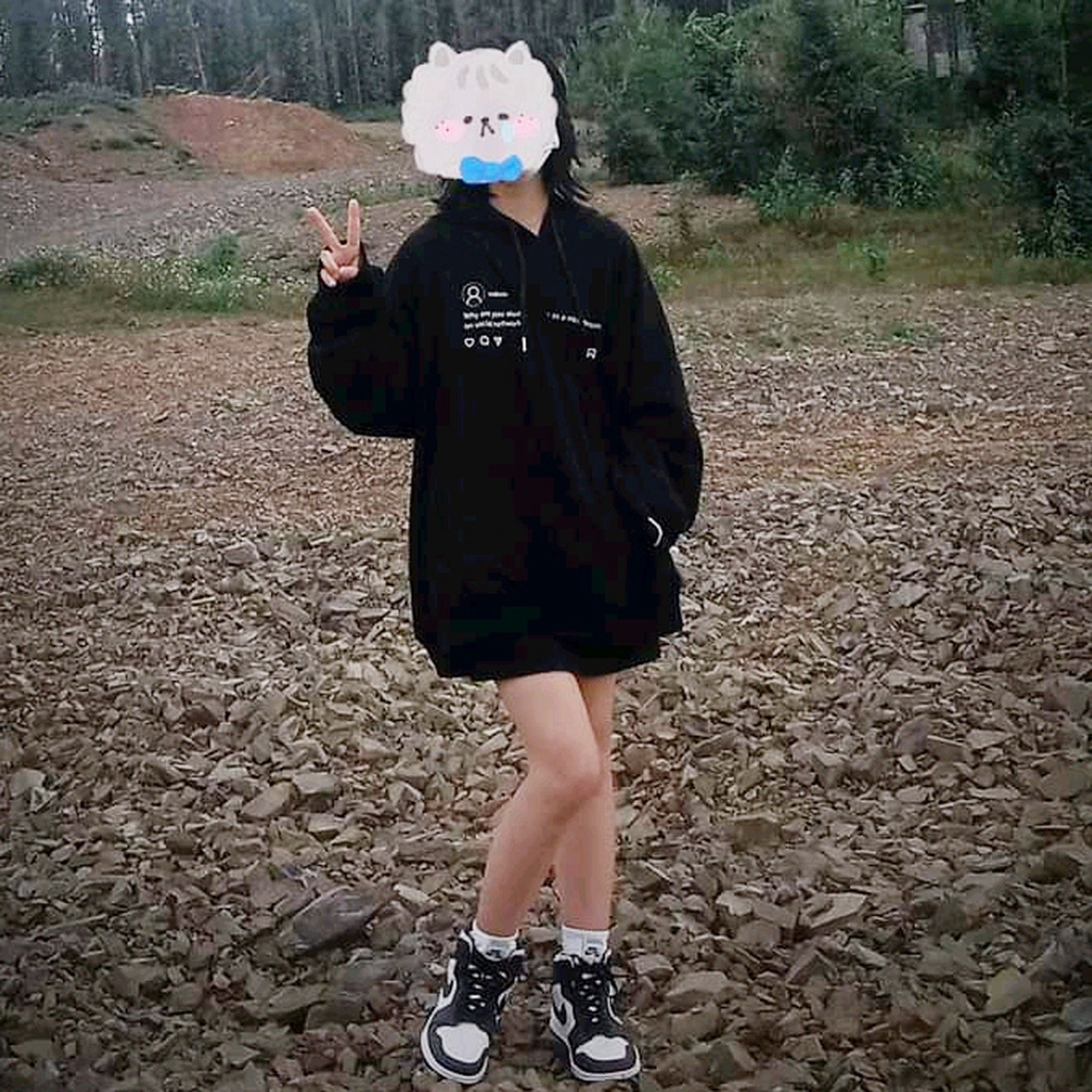 Áo Hoodie unisex Sadboiz Sadtagram chất bông nỉ dày dặn cho nam nữ 3 màu đen, trắng, xám tay dài dáng rộng MinishopVN
