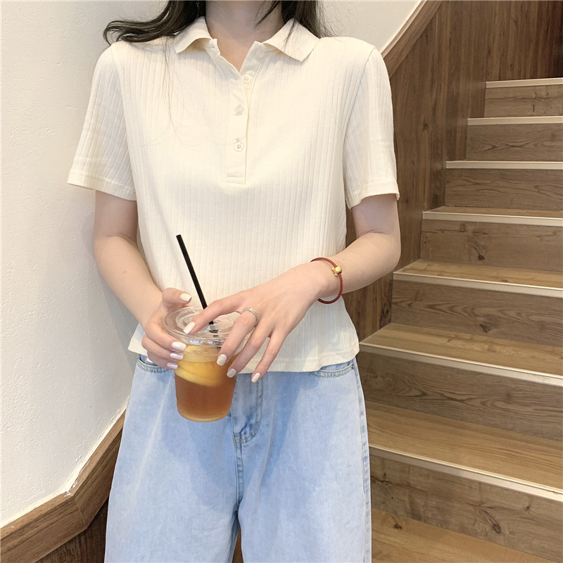 Áo kiểu SUXI tay ngắn màu trơn thời trang dành cho nữ | BigBuy360 - bigbuy360.vn