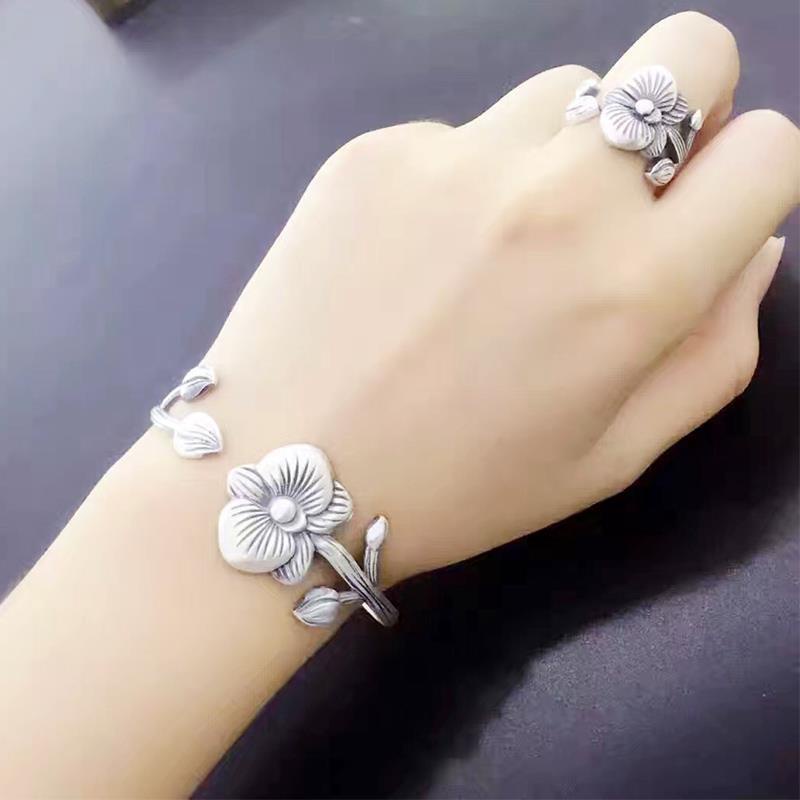 Vòng Tay Bạc 999 Mặt Hình Hoa Độc Đáo 07.21