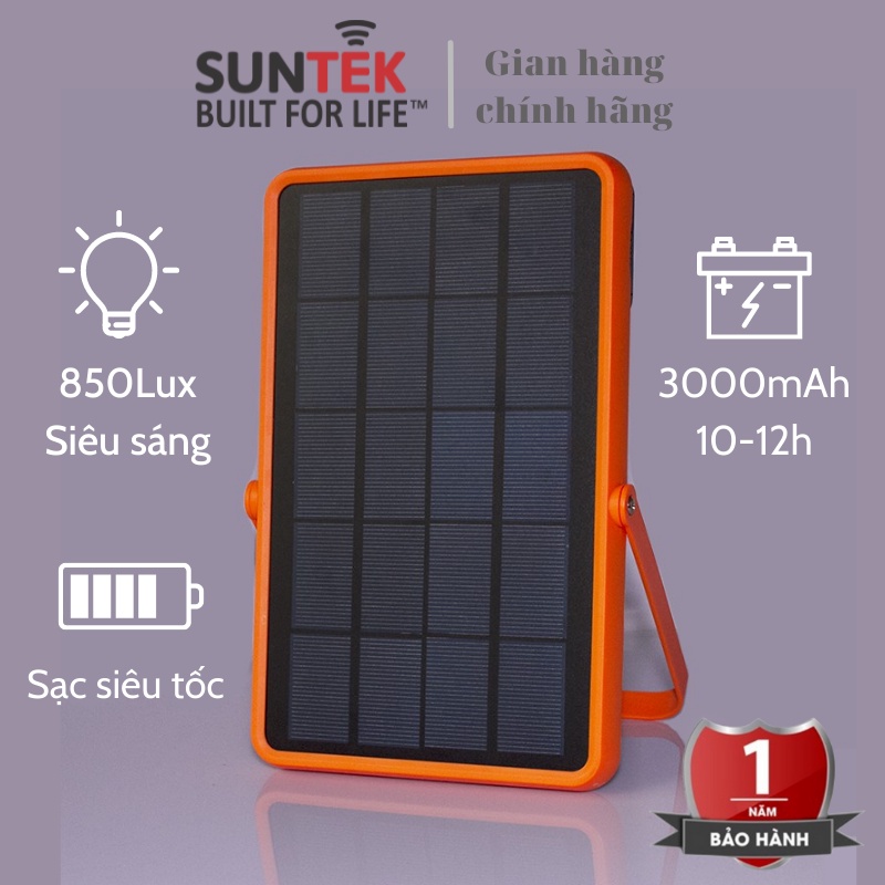 Đèn LED Tích Điện Năng Lượng Mặt Trời 2 trong 1 SUNTEK KM-7736T - Kiêm Sạc Dự Phòng 3000mAh - Bảo hành 1 năm