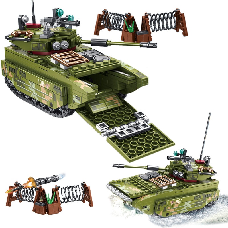 Mô hình đồ chơi giáo dục Lắp ráp  xe tăng SEMBO 105564  413Pcs Army ZTD-05 Amphibious Armored Assault Vehicle