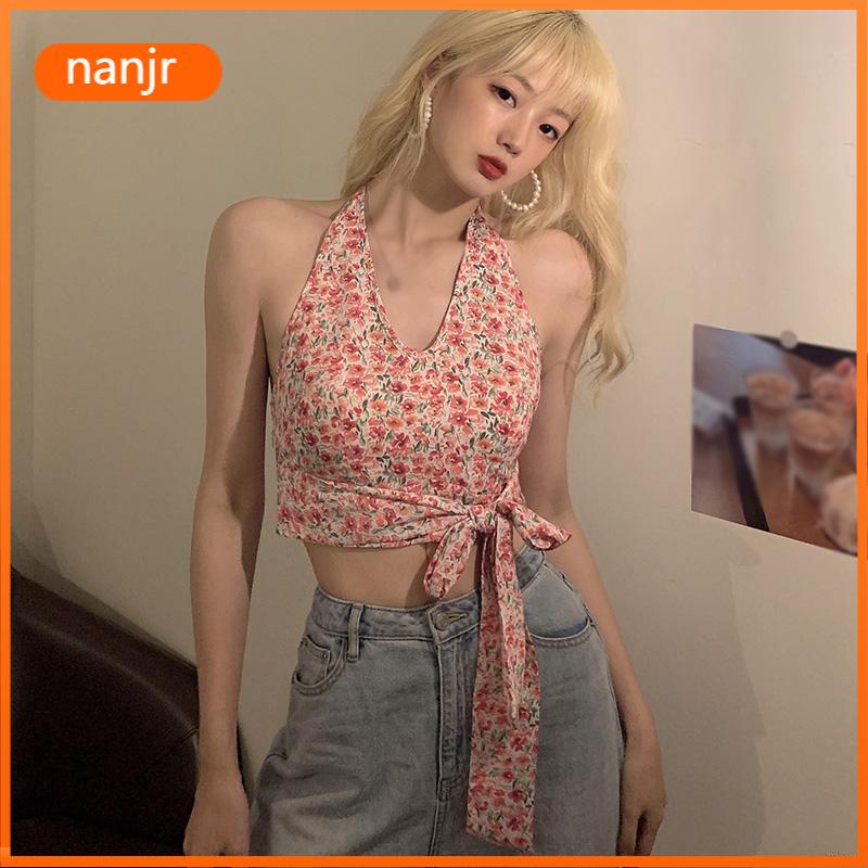 [Code FAGREEN245 10% off up to 30K for 99K] Korean Style Flower Texture Chiffon Armpit Tops*Nanjr